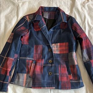 Plaid Women's Jacket - Blue and Red